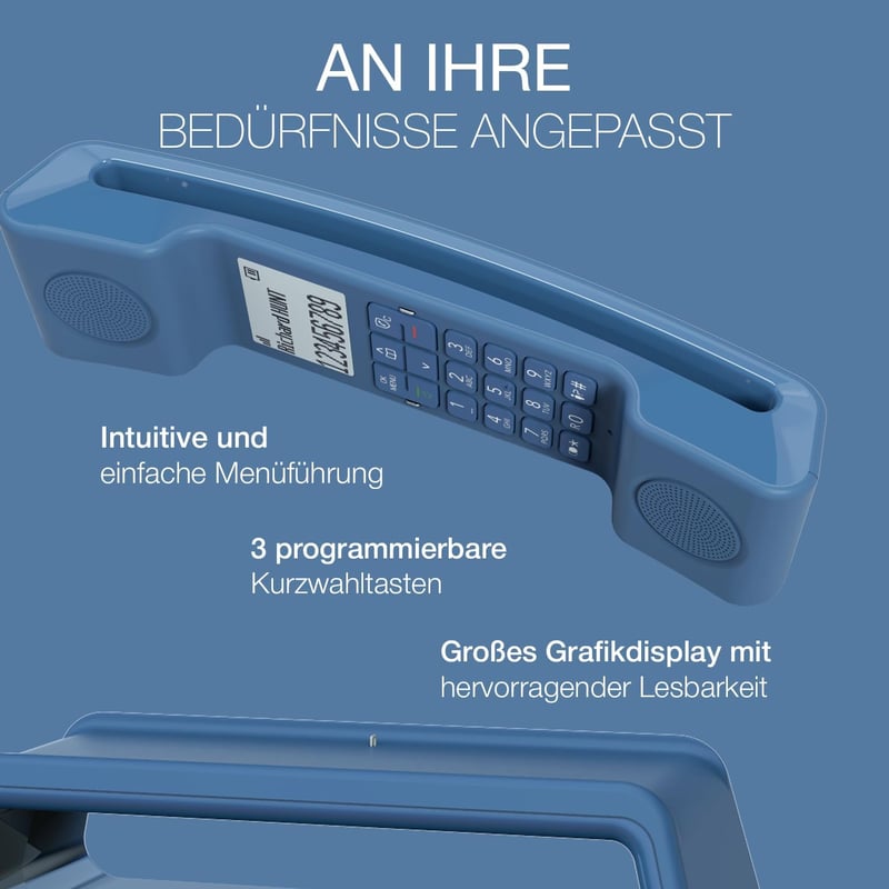 Alcatel ePure Iconic DECT vezeték nélküli telefon kék, nagy kijelzővel és hívásblokkolással - blue, Without answering machine