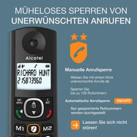 Telefon fix fără fir Alcatel F530 DECT - Ecran mare iluminat - Hands-free - Blocare apeluri - 2 butoane de apelare rapidă - Negru 4
