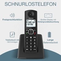 Telefon fix fără fir Alcatel F530 DECT - Ecran mare iluminat - Hands-free - Blocare apeluri - 2 butoane de apelare rapidă - Negru 2
