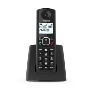 Telefon fix fără fir Alcatel F530 DECT, negru - ecran iluminat, funcție hands-free, blocare apeluri, 2 taste pentru apelare rapidă