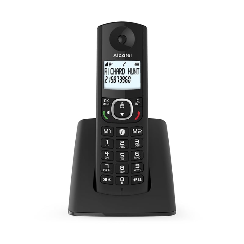 Telefon fix fără fir Alcatel F530 DECT - Ecran mare iluminat - Hands-free - Blocare apeluri - 2 butoane de apelare rapidă - Negru