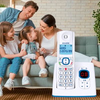 Bezdrôtový telefón Alcatel F530 Voice Duo, bielo-modrý, so záznamníkom, hlasitým odposluchom, blokovaním hovorov, veľkým displejom a 2 tlačidlami rýchlej voľby 4