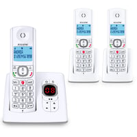 Bezdrôtový telefón Alcatel F530 Voice Trio DECT so záznamníkom, 3 slúchadlami, 2 tlačidlami rýchlej voľby, bielo-sivý 1