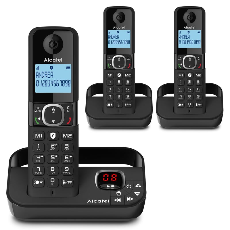 Telefon fără fir DECT Alcatel F860 Trio cu blocare apeluri și robot telefonic