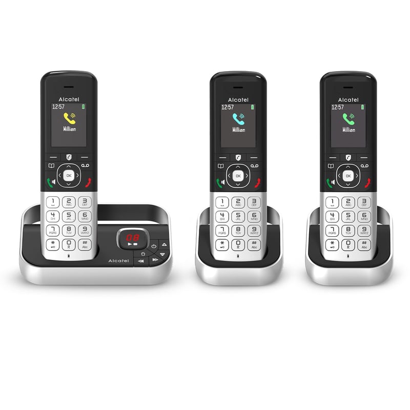 Bezdrôtový telefón Alcatel FX990 Voice Trio DECT so záznamníkom 50 minút – farebný displej – hlasitý odposluch – blokovanie hovorov – VIP zvonenie