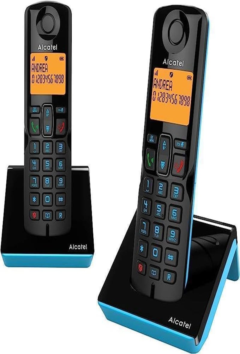 Bezdrôtový telefón Alcatel S280 Duo modrý, hands-free hovory, telefónny zoznam na 50 mien, s funkciou blokovania hovorov