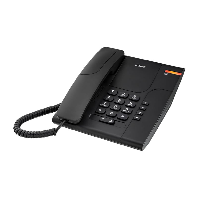 Káblový kancelársky telefón Alcatel Temporis 180 PRO - čierny - tlačidlo stlmenia, ovládanie hlasitosti, spätné volanie, možnosť montáže na stenu aj na stôl