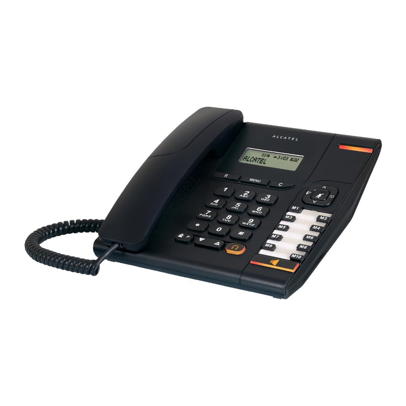 Analógový/DECT stolový telefón Alcatel Temporis 580 PRO – čierny, alfanumerický displej, 10 tlačidiel rýchlej voľby, identifikácia volajúceho, tlačidlo stlmenia, nastaviteľný