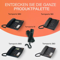 Analógový/DECT stolový telefón Alcatel Temporis 580 PRO – čierny, alfanumerický displej, 10 tlačidiel rýchlej voľby, identifikácia volajúceho, tlačidlo stlmenia, nastaviteľný 5
