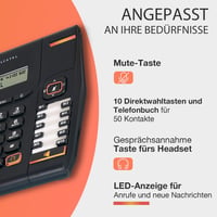 Analógový/DECT stolový telefón Alcatel Temporis 580 PRO – čierny, alfanumerický displej, 10 tlačidiel rýchlej voľby, identifikácia volajúceho, tlačidlo stlmenia, nastaviteľný 3