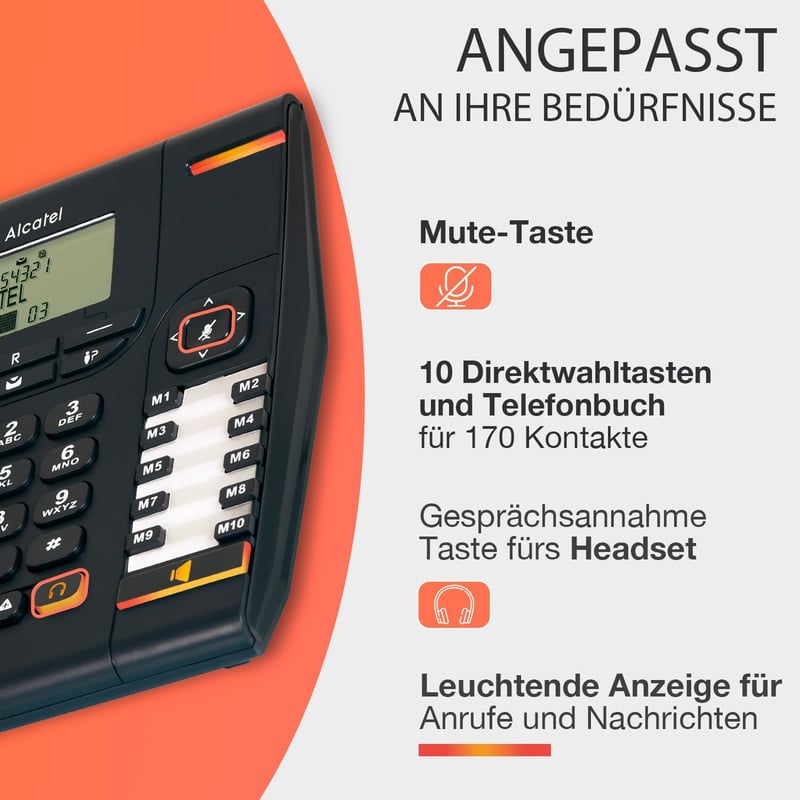 Alcatel Temporis 880 Analog/DECT telefon hívóazonosítóval fekete