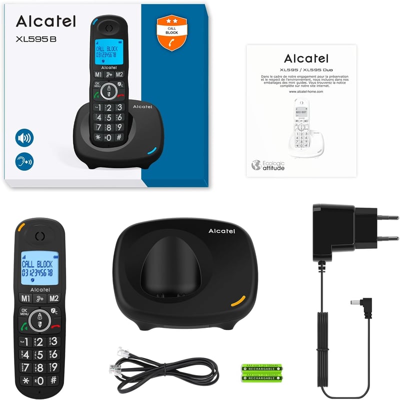 Alcatel XL595 B Vezeték nélküli telefon nagy gombokkal és kijelzővel - xl, SOLO/WITHOUT REPONDER