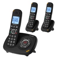 Telefon fără fir Alcatel XL595 Voice Trio Negru cu 3 receptoare, robot telefonic, butoane mari și blocare apeluri 7