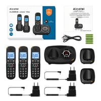 Telefon fără fir Alcatel XL595 Voice Trio Negru cu 3 receptoare, robot telefonic, butoane mari și blocare apeluri 5