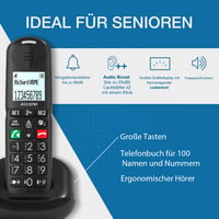 Alcatel XL685 bezdrôtový stolný DECT telefón pre seniorov - veľké tlačidlá, zosilnenie zvuku, handsfree, blokovanie hovorov, XL displej - čierny 2