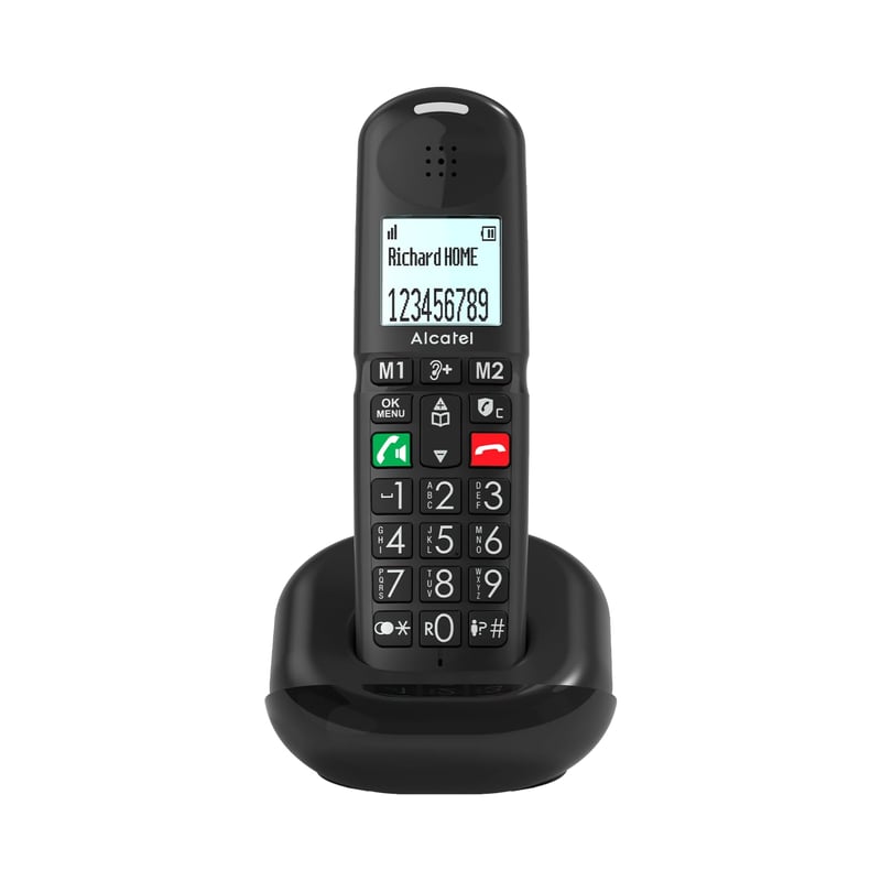 Alcatel XL685 bezdrôtový stolný DECT telefón pre seniorov - veľké tlačidlá, zosilnenie zvuku, handsfree, blokovanie hovorov, XL displej - čierny