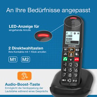 Alcatel XL685 bezdrôtový stolný DECT telefón pre seniorov - veľké tlačidlá, zosilnenie zvuku, handsfree, blokovanie hovorov, XL displej - čierny 3