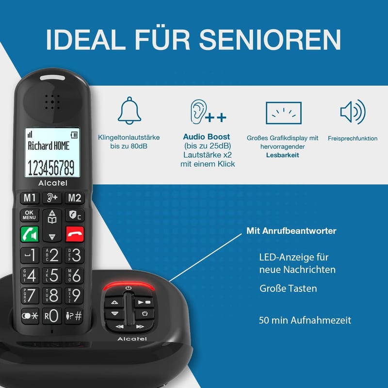Alcatel XL685 Voice DECT Vezeték Nélküli Telefon Időseknek Nagy Gombokkal - 1 Kombiniert