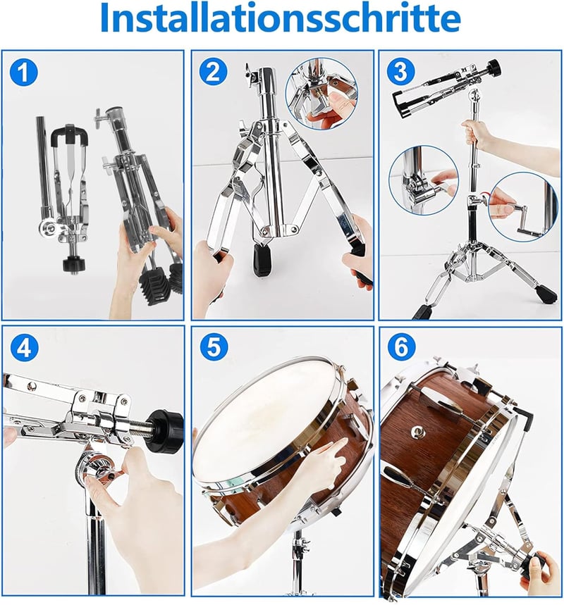 aleawol Állítható Dobszínpad 40-55 cm, Duplán Merevített Snare Drum Stand Acél Nyelvdobhoz