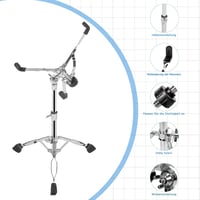 aleawol Állítható Dobszínpad 40-55 cm, Duplán Merevített Snare Drum Stand Acél Nyelvdobhoz 6