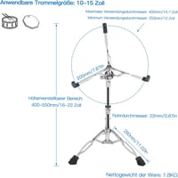 aleawol Állítható Dobszínpad 40-55 cm, Duplán Merevített Snare Drum Stand Acél Nyelvdobhoz 4