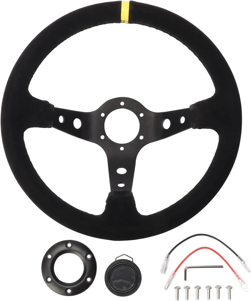 aleawol Motorsport Verseny Kormány 350mm Univerzális Autó Tuning Fekete