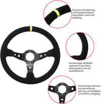 aleawol Motorsport Verseny Kormány 350mm Univerzális Autó Tuning Fekete 3