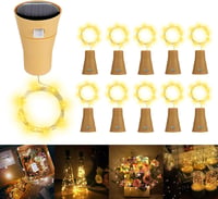ALED LIGHT 10 db LED szolár üvegpalack lámpa meleg fehér 1 méter dugó alakú 1