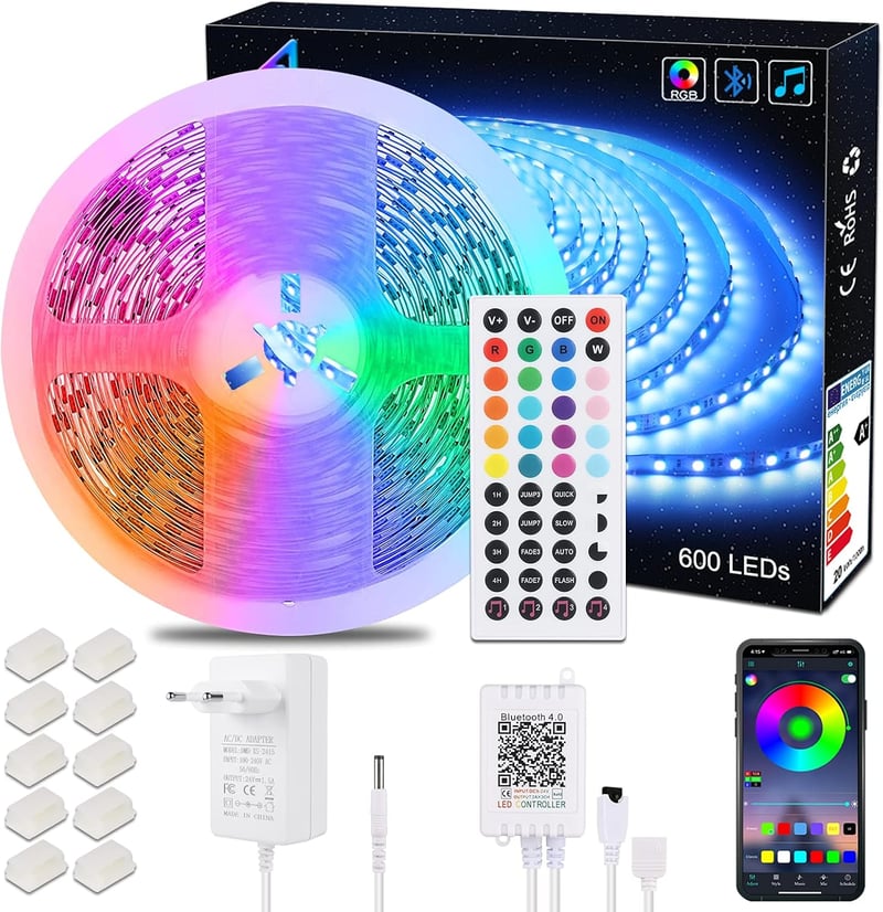 ALED LIGHT 10m RGB LED szalag 600 LED 5050 SMD távirányítóval dekorációhoz