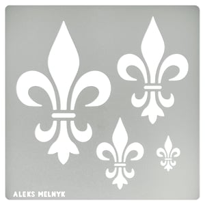 Aleks Melnyk br. 250 metalna šablona Fleur de Lis ljiljan cvjetni ornament vintage uzorak pirografija graviranje rukotvorine 13,5x13,5 cm 0,3 mm