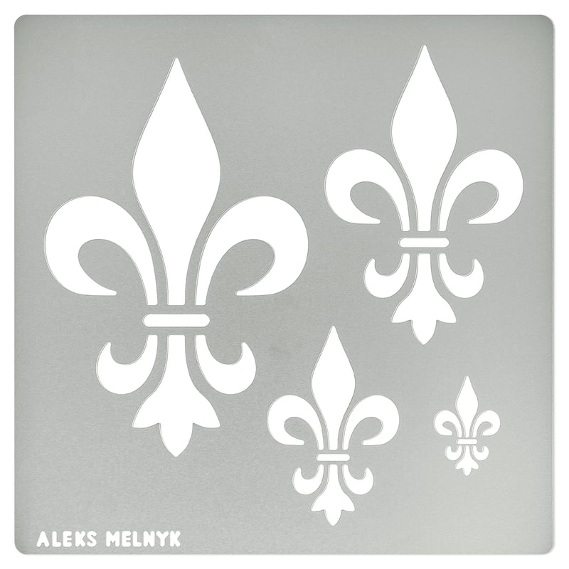 Aleks Melnyk br. 250 metalna šablona Fleur de Lis ljiljan cvjetni ornament vintage uzorak pirografija graviranje rukotvorine 13,5x13,5 cm 0,3 mm
