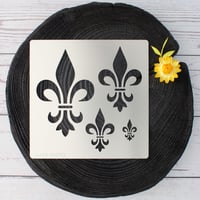 Aleks Melnyk br. 250 metalna šablona Fleur de Lis ljiljan cvjetni ornament vintage uzorak pirografija graviranje rukotvorine 13,5x13,5 cm 0,3 mm 5
