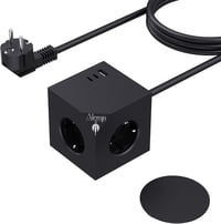 ALEMIN Mágneses Elosztó Kocka 3 USB Porttal, 6-in-1 Kapcsolós Hálózati Adapter 3680W, Fekete Fali Aljzat Iroda Otthon 1