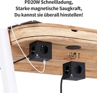 ALEMIN Mágneses Elosztó Kocka 3 USB Porttal, 6-in-1 Kapcsolós Hálózati Adapter 3680W, Fekete Fali Aljzat Iroda Otthon 9