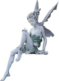 ALEMIN Ülő Tündér Kerti Szobor 22 cm Resin Figura Szárnyakkal 1