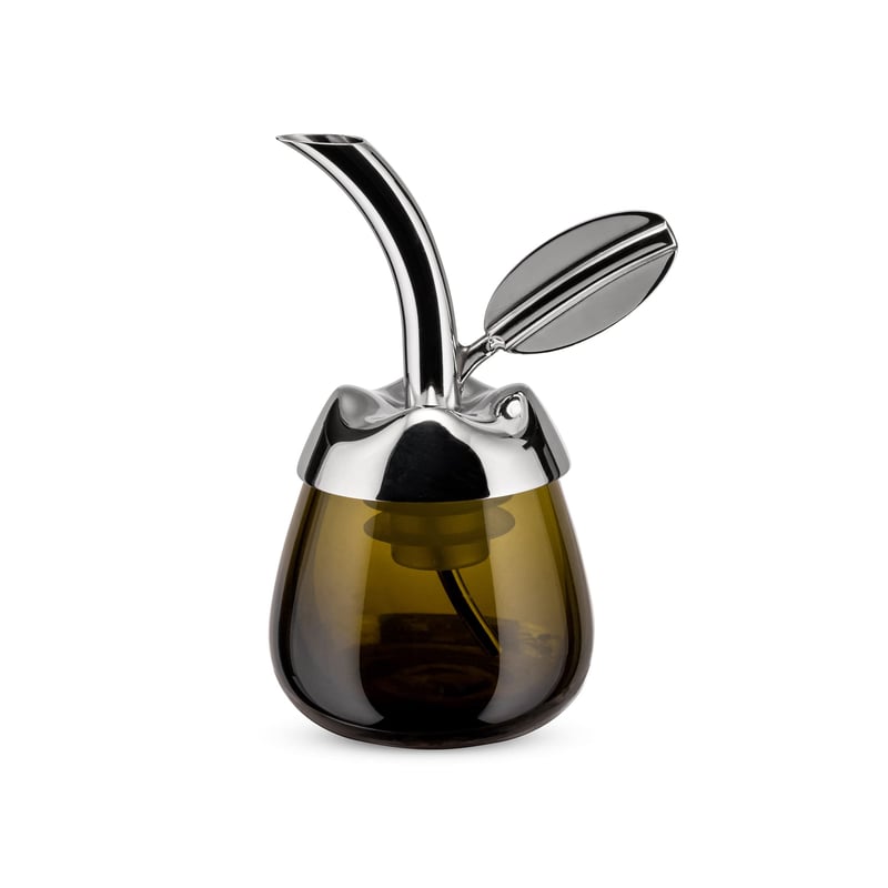 Alessi Fior d'Olio karafa na ochutnávku olivového oleja s nerezovým uzáverom, oceľ 18/10, zelená, 6x8,5x5 cm