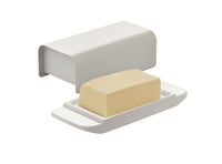 Porcelánová nádoba na maslo Alessi Mattina BG04 WG s vekom z nehrdzavejúcej ocele, lakovaná epoxidovou živicou, teplá sivá, 9,5 cm 3