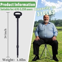 ALEVMOOM Összecsukható Sétapálca Ülőkével, Hordtáskával, Felnőtteknek és Időseknek, 200 kg Terhelhetőség - Black 3