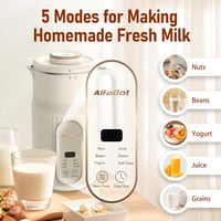 AlfaBot N2 Növényi Tejkészítő Gép - Automata Mandula, Zab, Szója Tejkészítő 1000ml Kapacitással, 5 Programmal, Öntisztító Funkcióval, Fehér 2