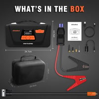 AlfaBot Q4 Autós Indításrásegítő Powerbank 4000A - 12V Benzin/Dízel Motorokhoz, Beépített Kompresszorral, LED Lámpával, 26800mAh 7