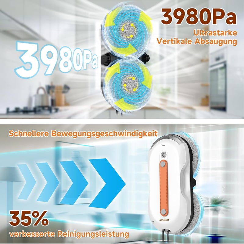 AlfaBot X7 Pro ablakos robot, intelligens kétoldalas tisztítás, spray funkcióval
