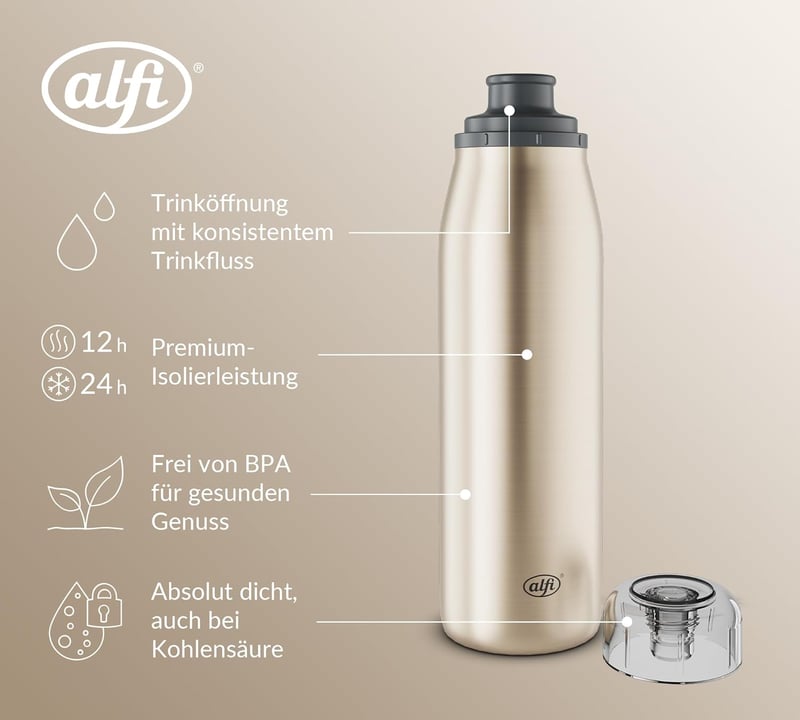Termos alfi ISO 500 ml, Auriu - 12 ore cald, 24 ore rece - 500 ml, Auriu Champagne