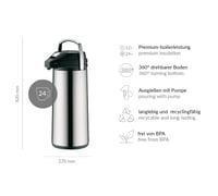 Alfi Termopumpa 3 litrová z nehrdzavejúcej ocele s 12-hodinovou výdržou teploty 6