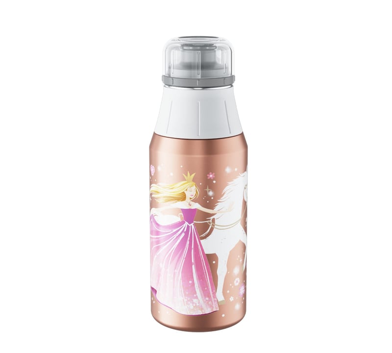 Sticlă pentru copii Alfi KIDS Flower Princess din oțel inoxidabil, potrivită și pentru băuturi carbogazoase, 0,6 l