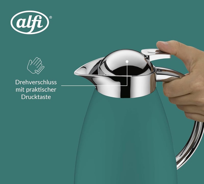 Alfi SIGNO 1.0L zöld matt rozsdamentes termosz üvegbetéttel - Boho Green Mat