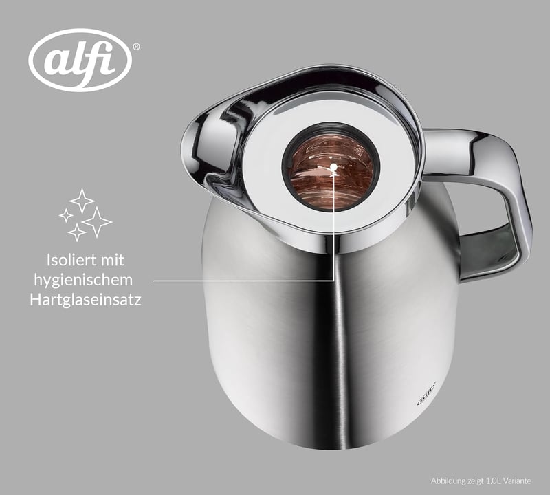 Alfi Skyline 1,5L rozsdamentes termoszkancsó vákuum üveggel, 12 órás hőtartás - 1,5L, Stainless Steel Mat