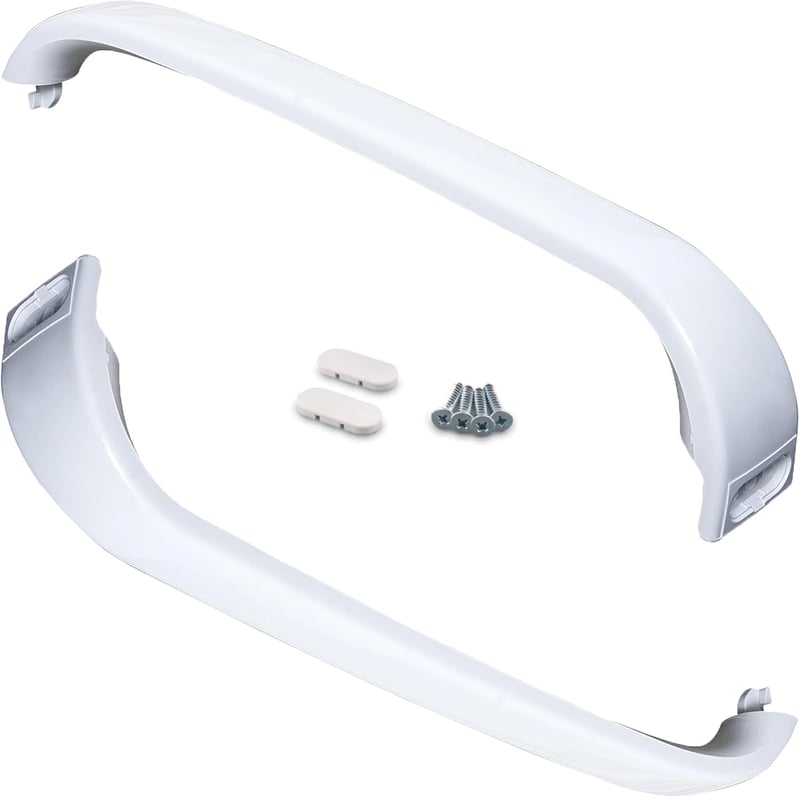 ALGOMAS 2 db Bosch hűtőszekrény fogantyú szett 369542 kóddal, fehér, 30 cm-es, burkolattal és csavarokkal, műanyag
