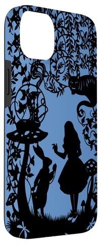 Puzdro na iPhone 14 Plus Alice Accessories Alice v krajine zázrakov so siluetou mačky a húsenice 3