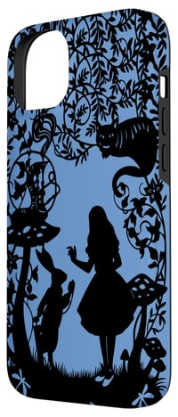 Puzdro na iPhone 14 Plus Alice Accessories Alice v krajine zázrakov so siluetou mačky a húsenice 2