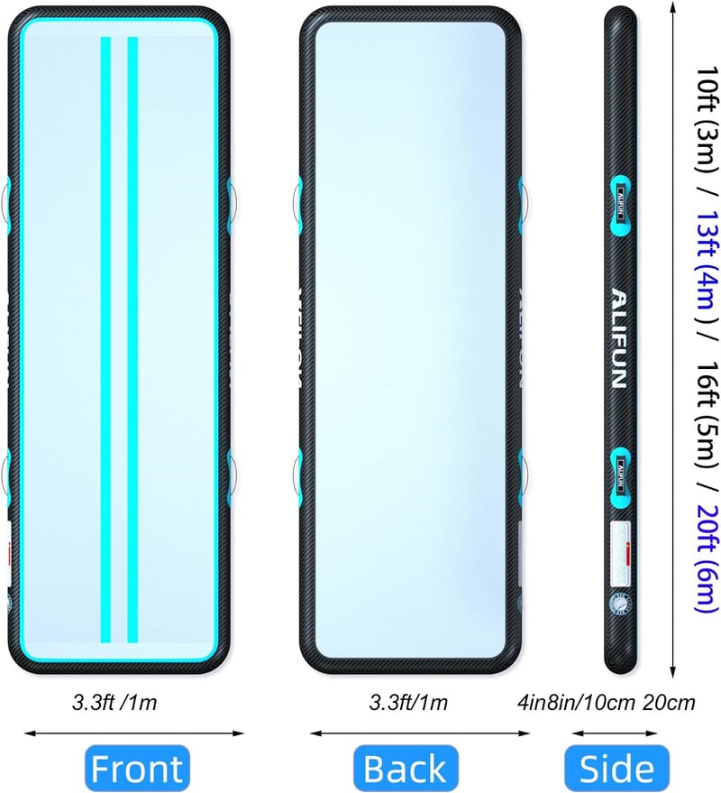 ALIFUN felfújható torna szőnyeg 3mx1mx 20cm légpumpával, ugrás- és edzőmatrac otthonra edzőterembe